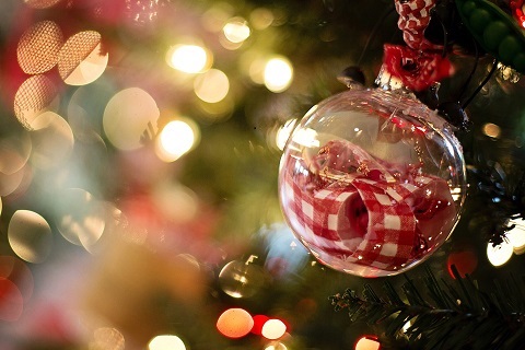 Christmas bauble with bokeh